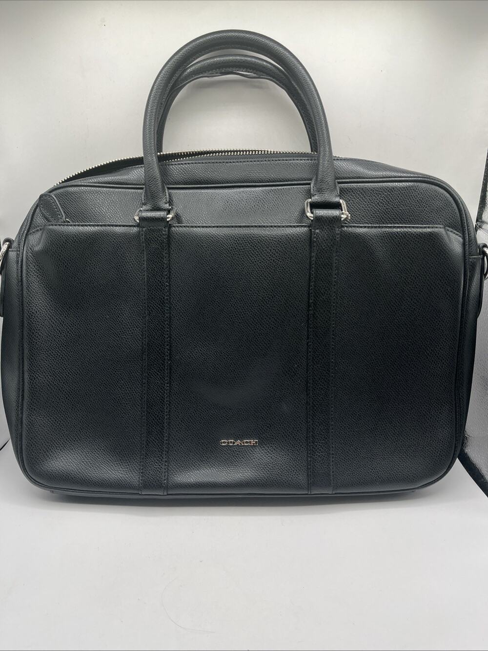 Coach Metropolitan Black Leather Briefcase Handbag Laptop Bag AS IS DAMAGED READ